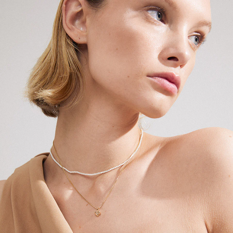 ARLET Micro Pearls & Heart Pendant Necklace 2-in-1 Set - Image 3