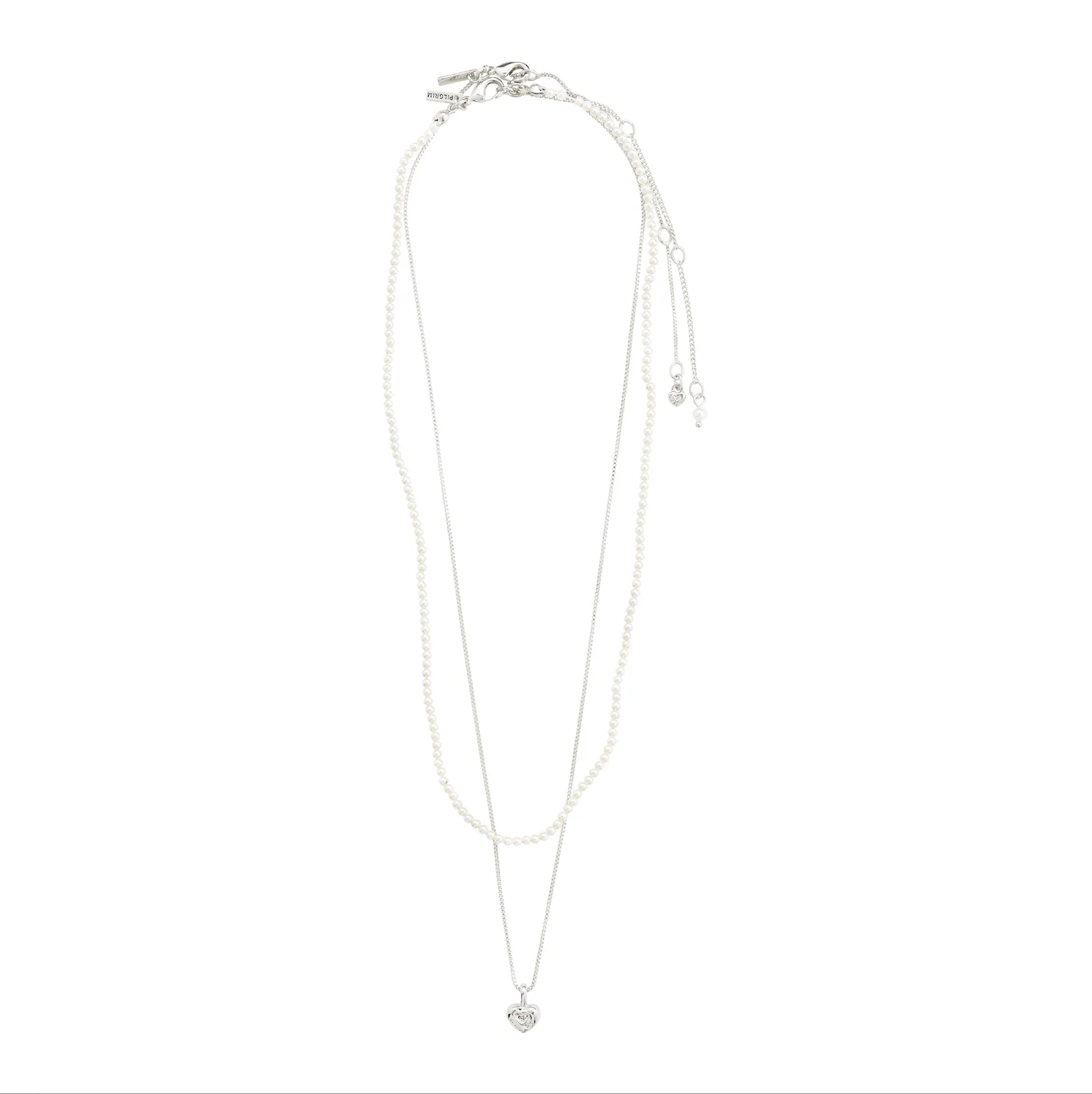 ARLET Micro Pearls & Heart Pendant Necklace 2-in-1 Set - Image 5