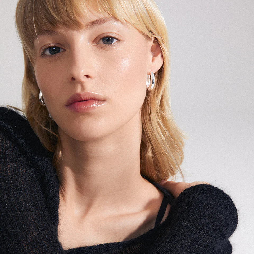 ASHER Recycled Oval Hoop Earrings - Image 6
