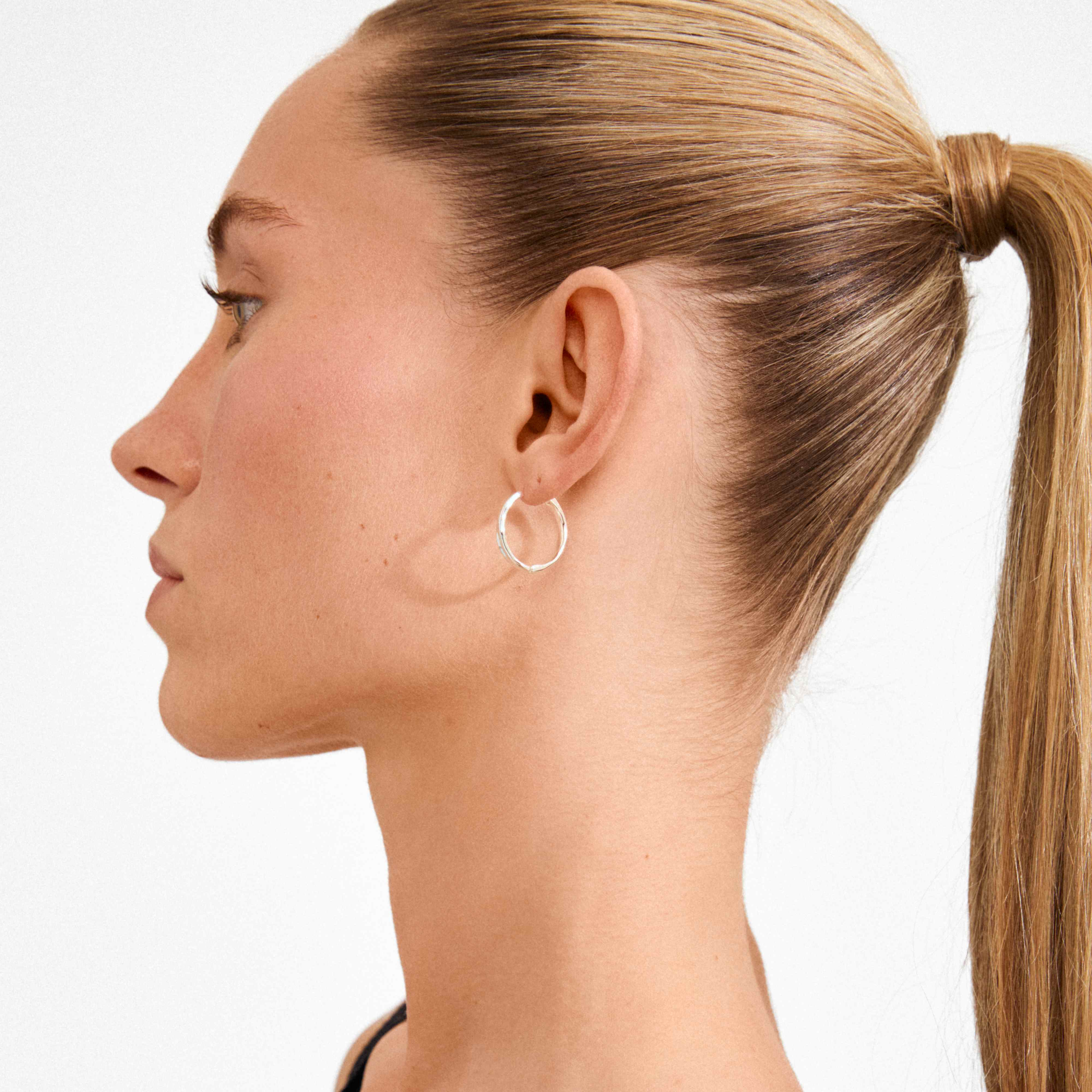 EMBER recycled small slim hoop earrings - Image 5