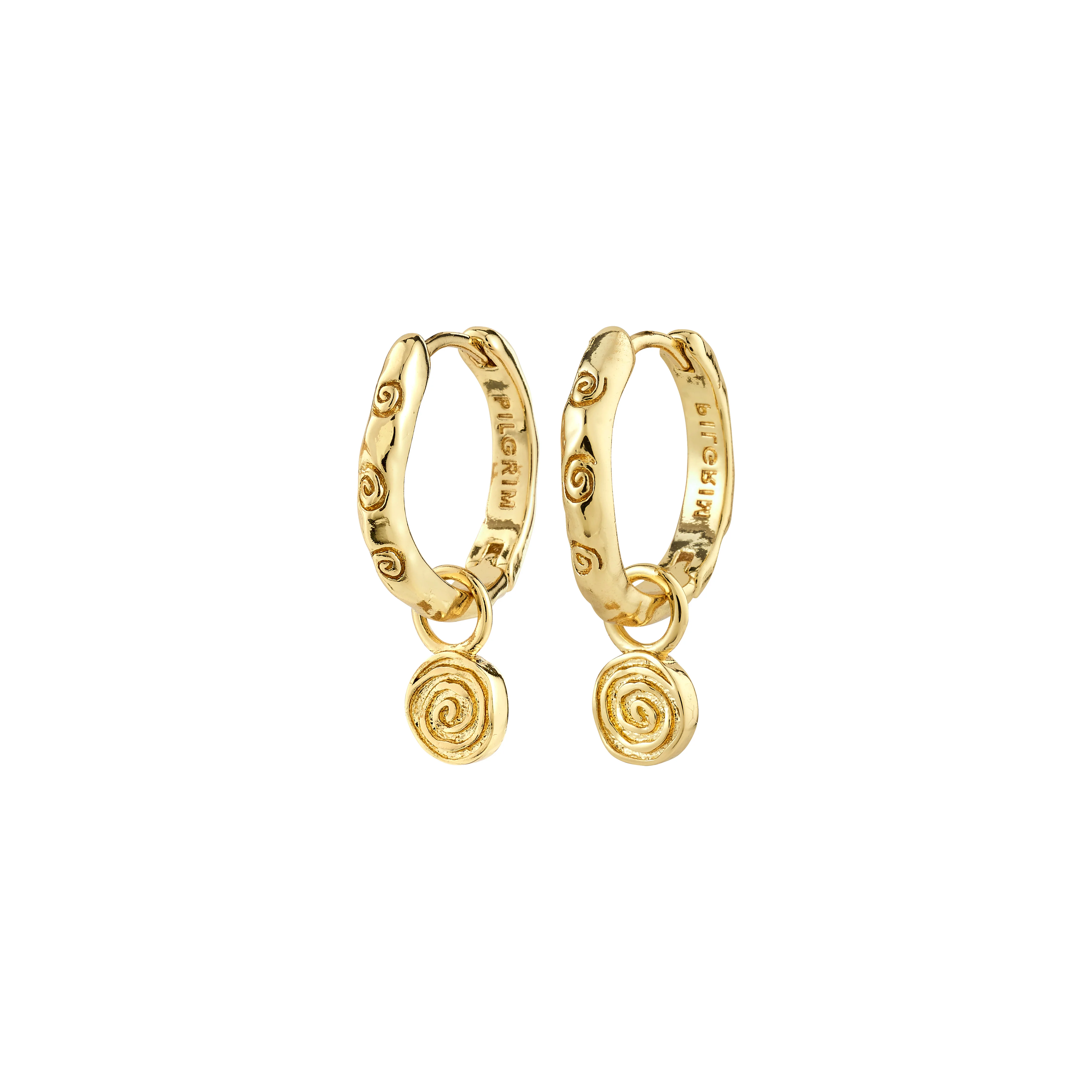 FIRE recycled spiral pendant hoop earrings