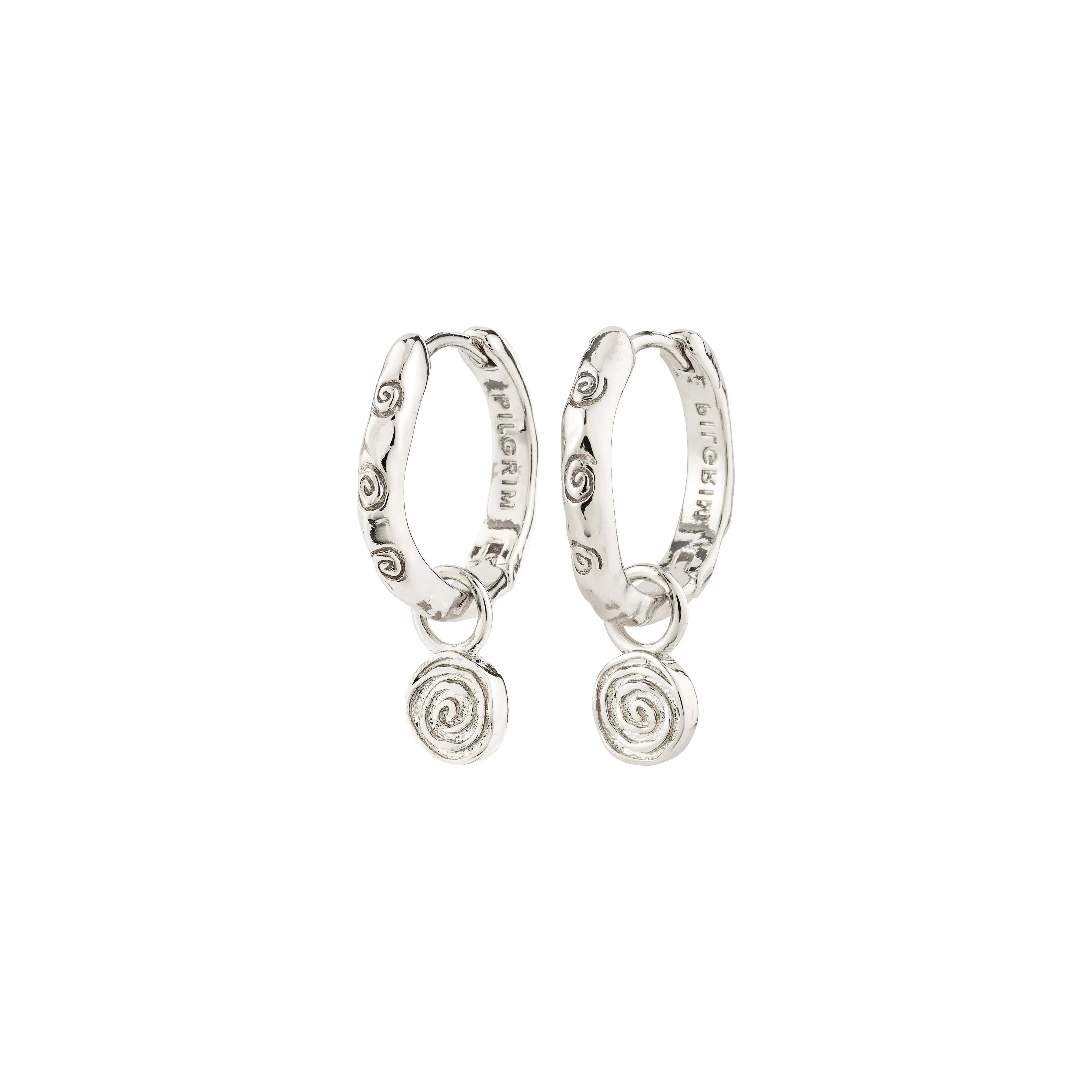 FIRE recycled spiral pendant hoop earrings - Image 4