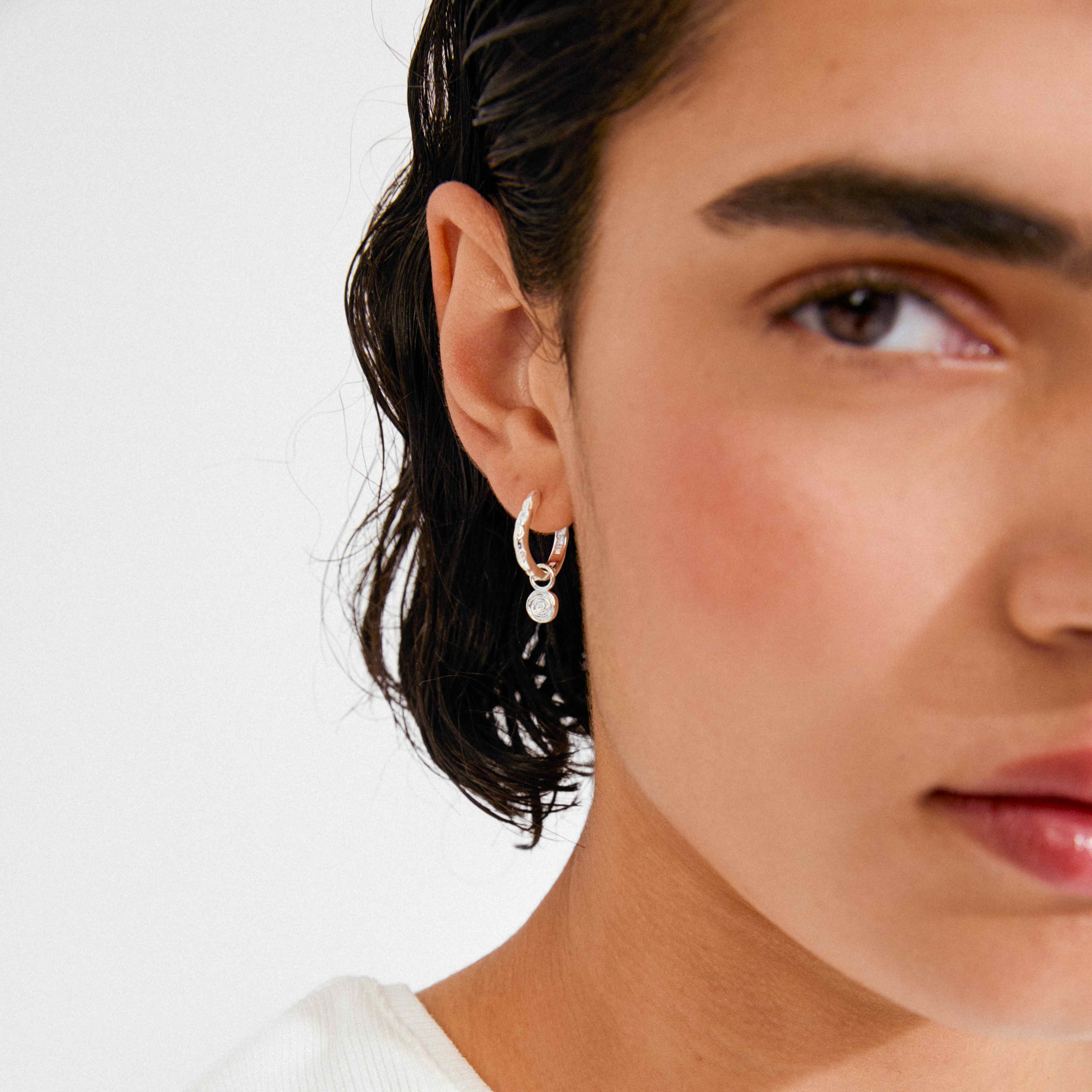 FIRE recycled spiral pendant hoop earrings - Image 6