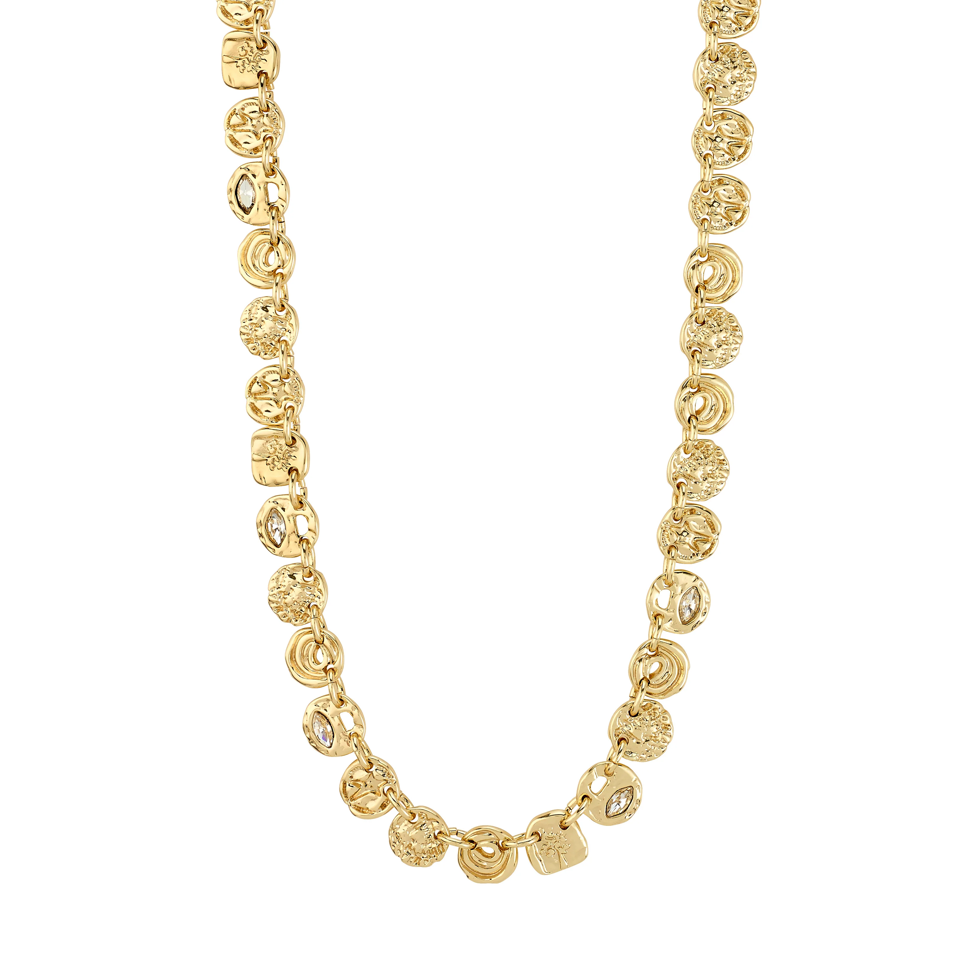 FIRE recycled coins & crystal necklace
