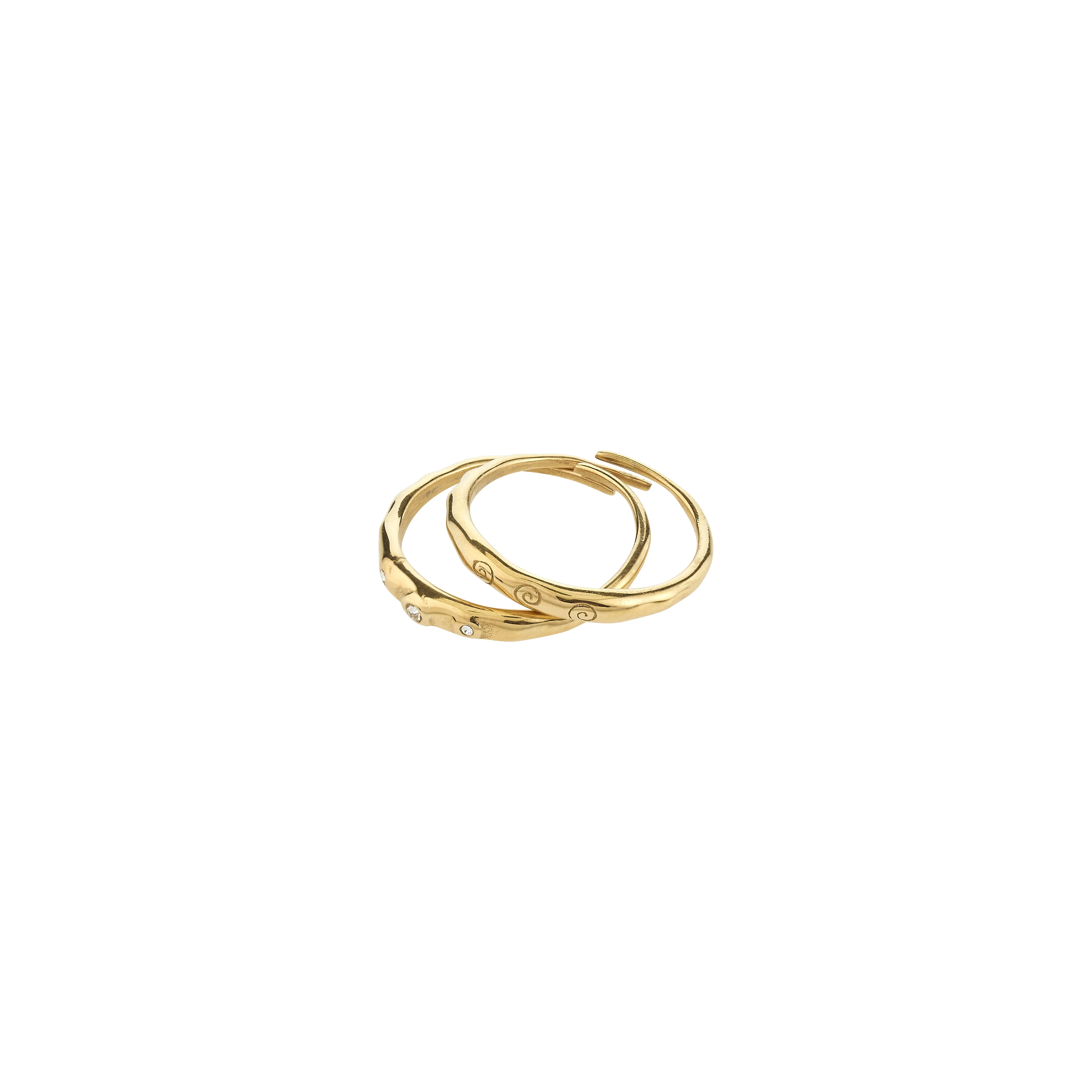 FIRE recycled spiral & crystal rings 2-in-1