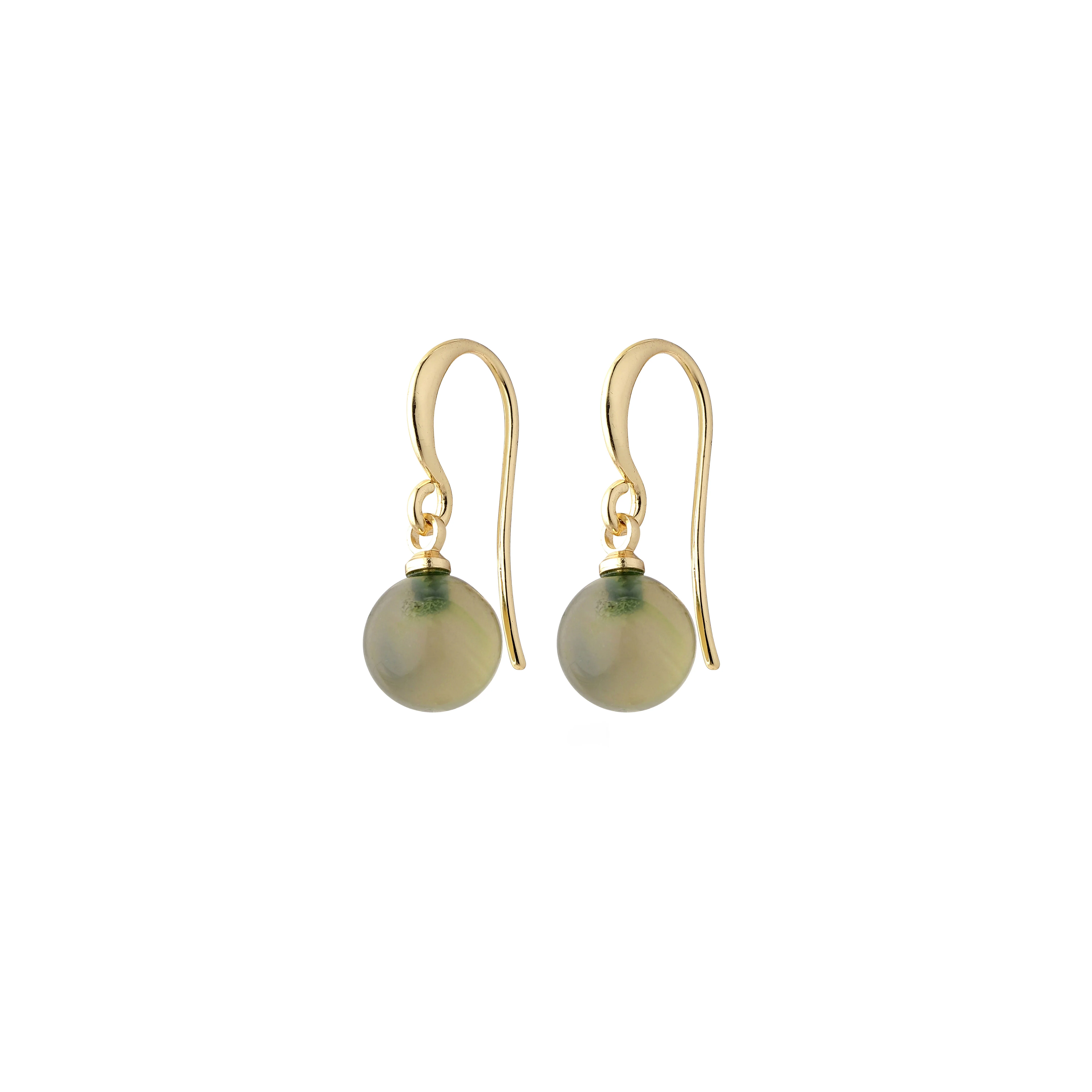 GOLDIE green glass bead earrings