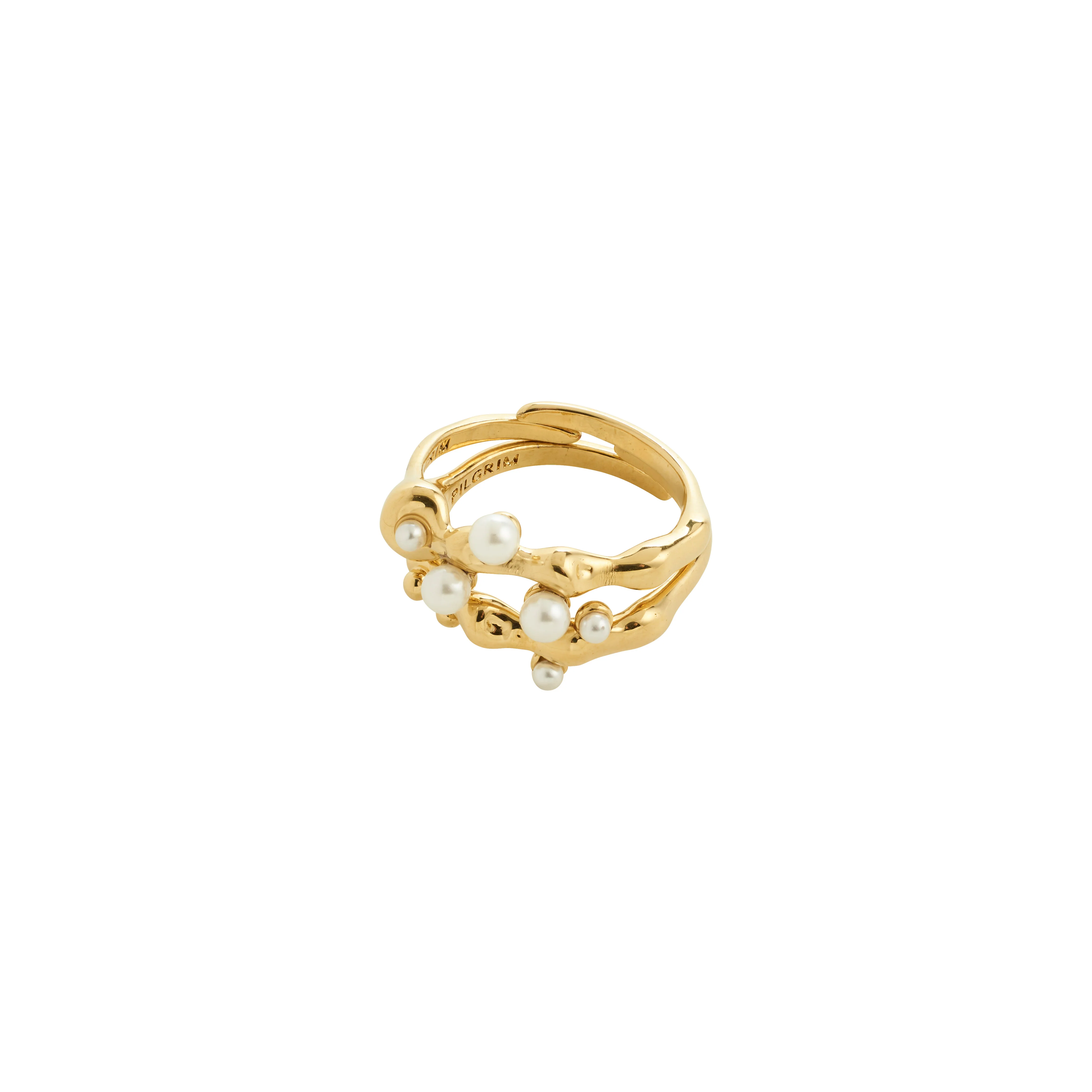 HADLEY recycled pearl rings 2-in-1 set