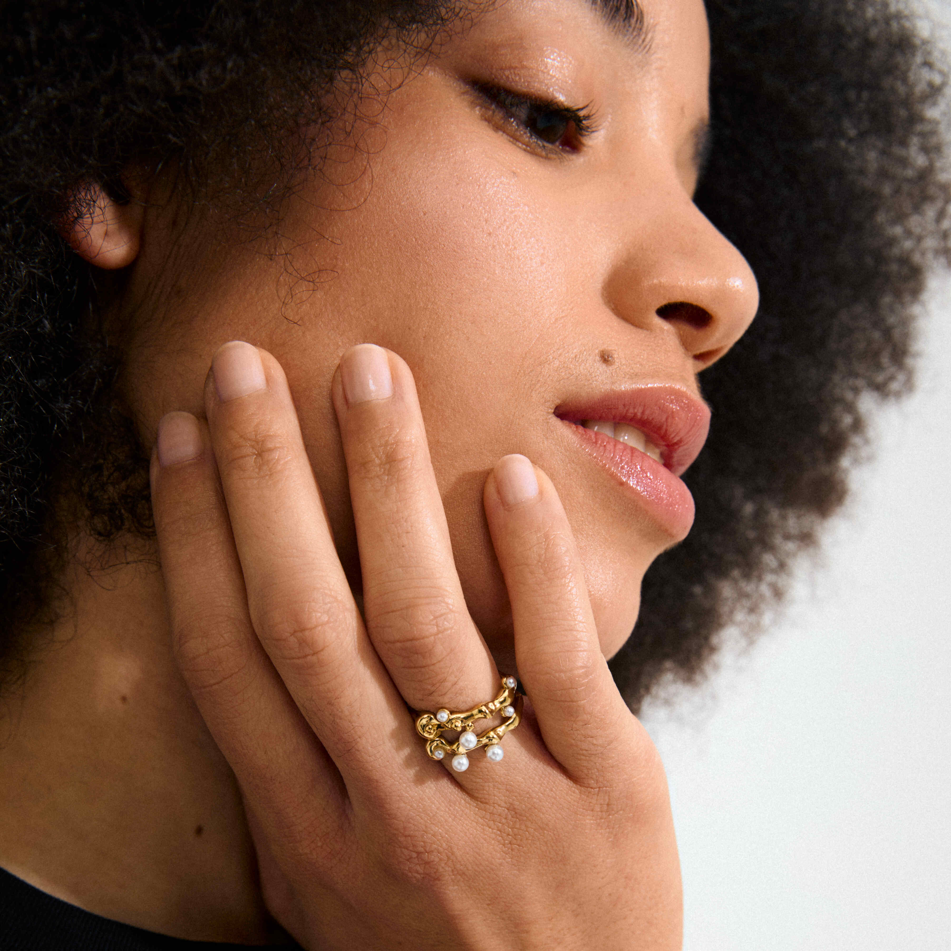 HADLEY recycled pearl rings 2-in-1 set - Image 3