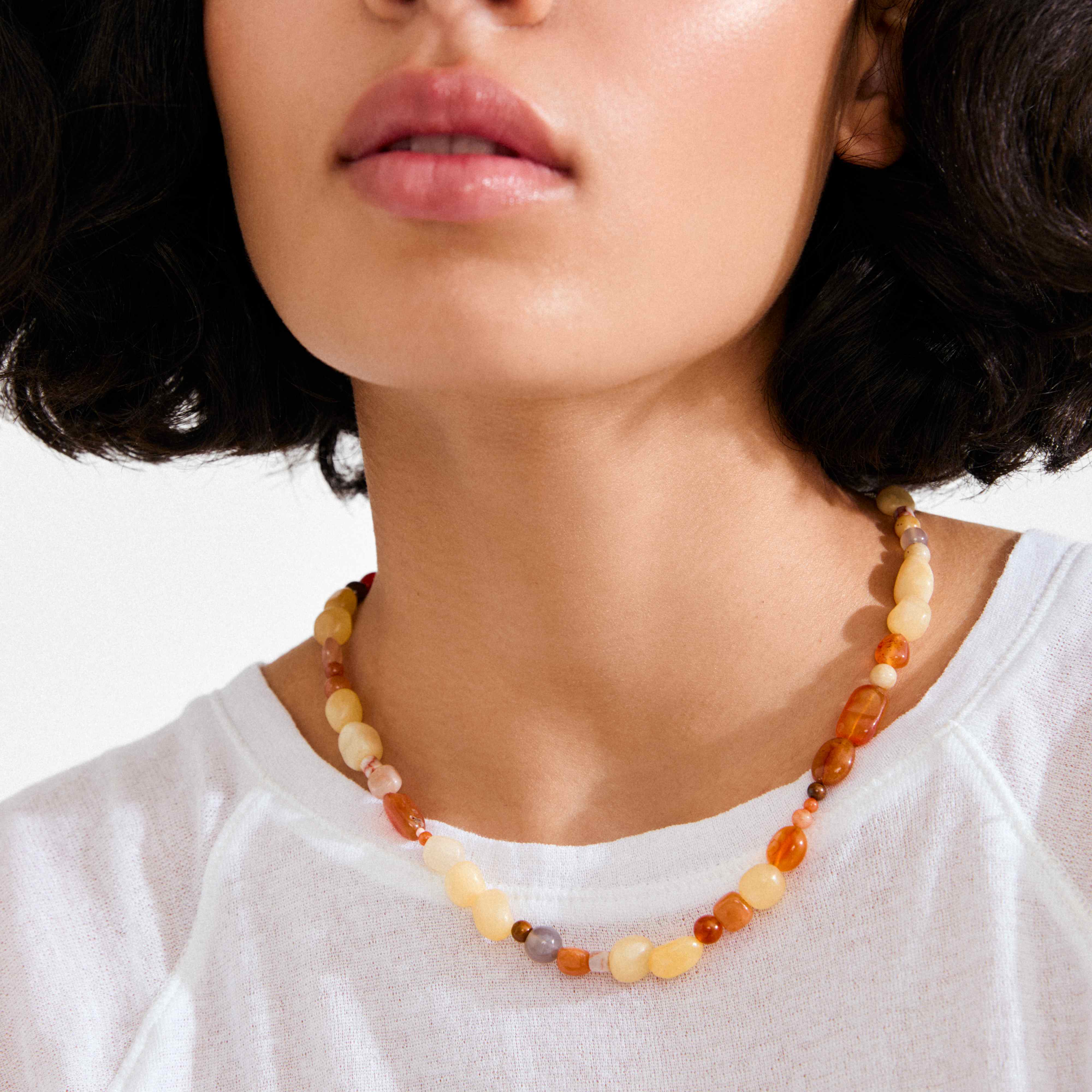 IRIS semi-precious stones necklace beige - Image 3
