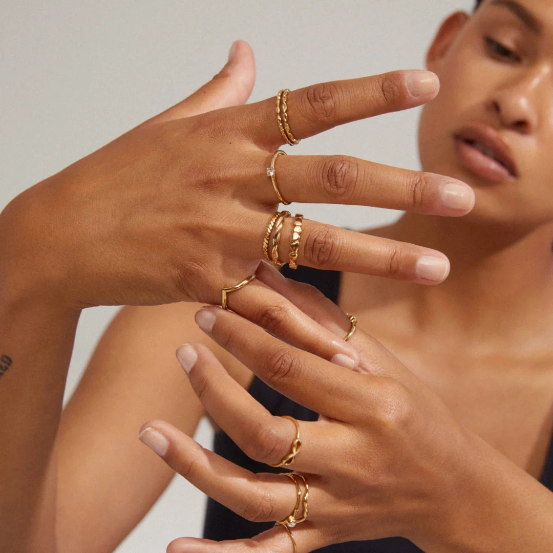 Lulu Recycled Crystal Stack Ring - Image 6