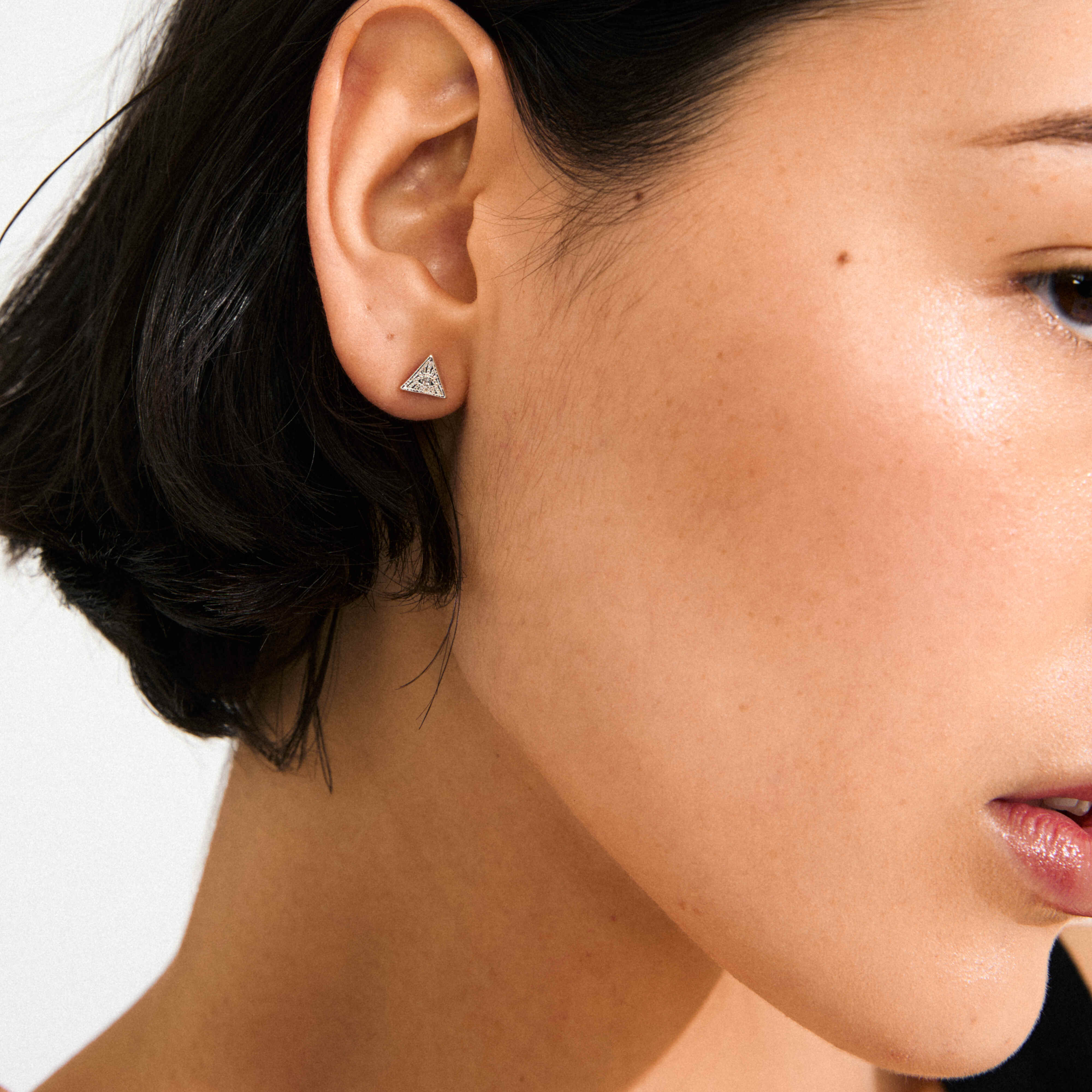RYLEE recycled crystal triangle stud earrings - Image 4