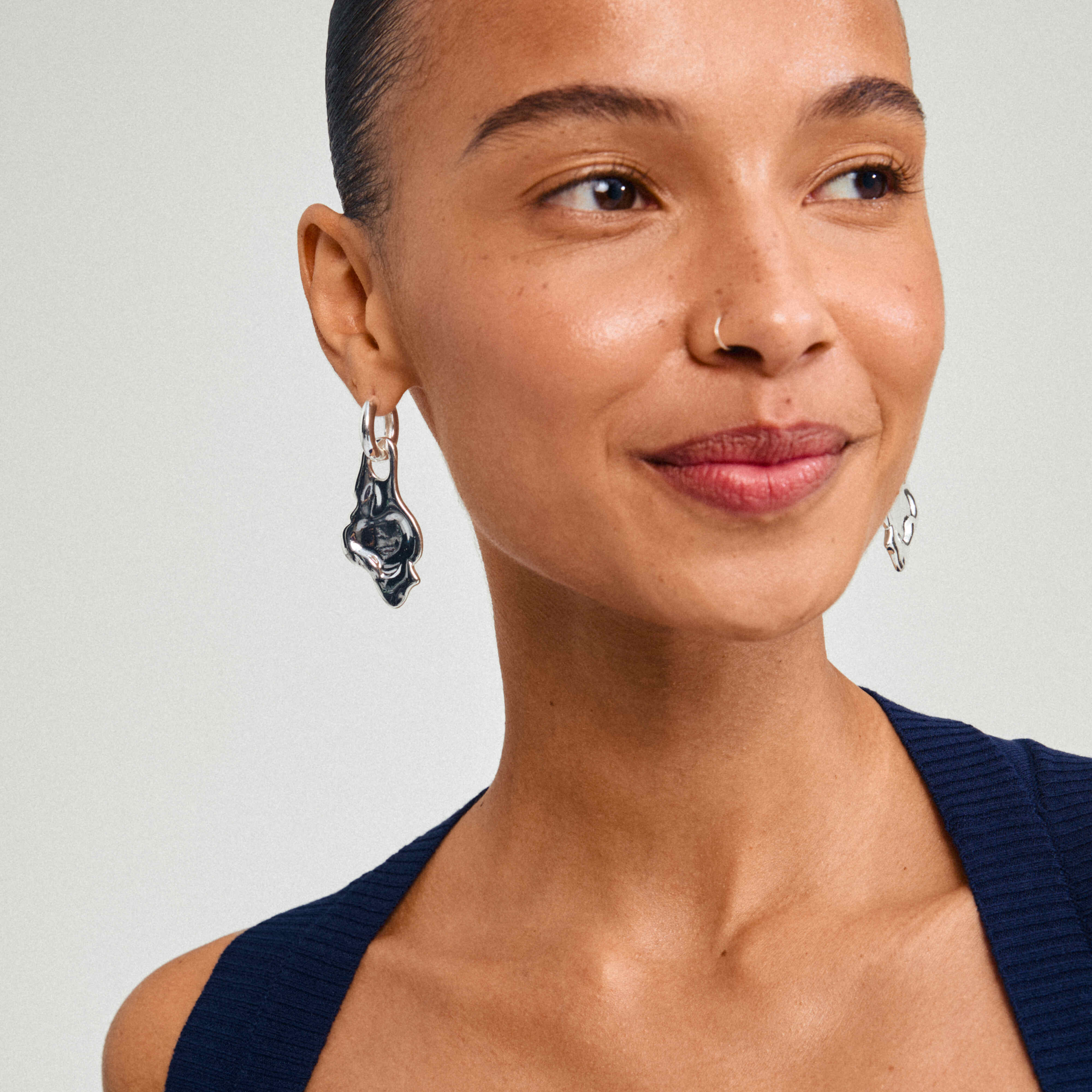 STARLIGHT recycled organic pendant hoop earrings - Image 5