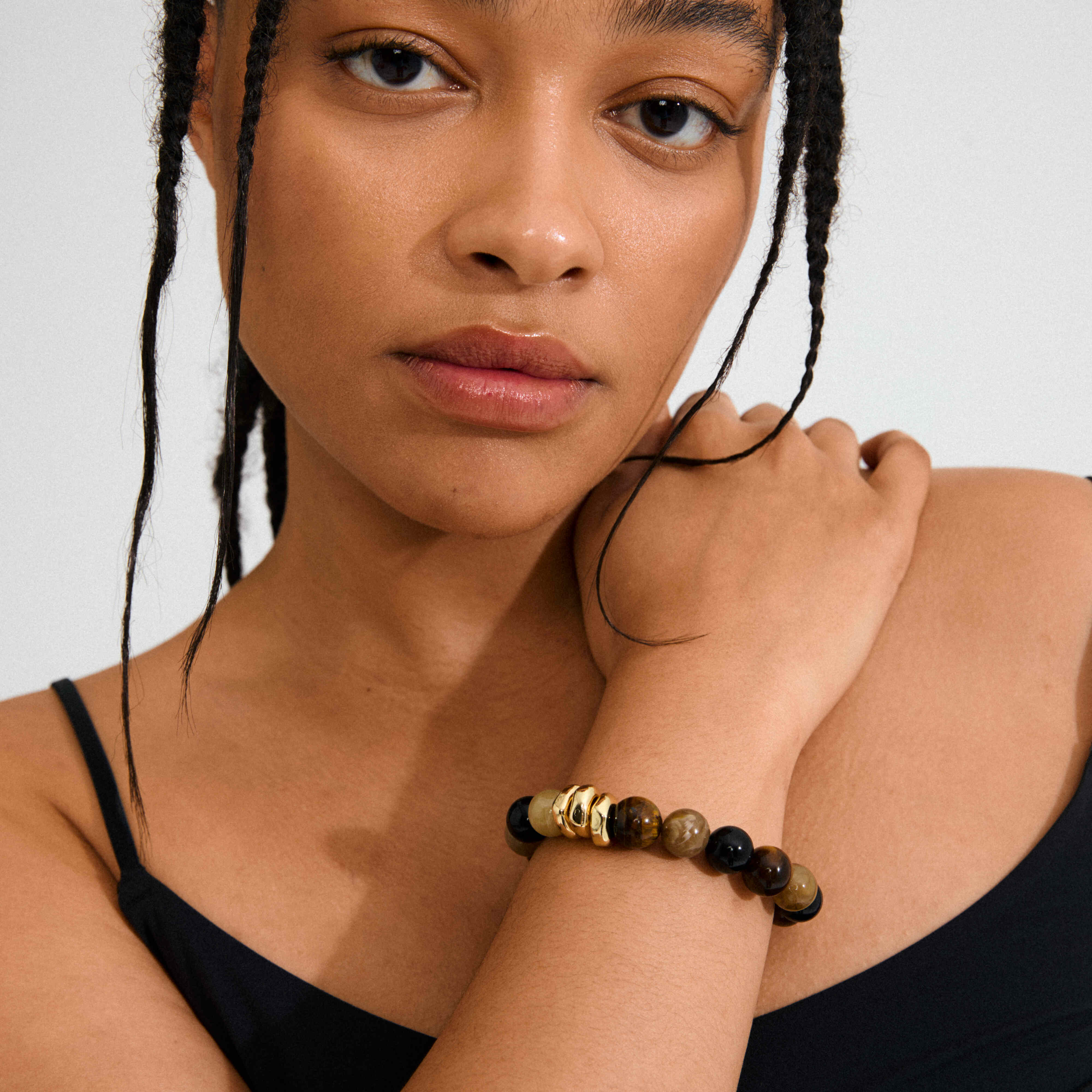 UNFOLD semi-precious stones bracelet brown - Image 2