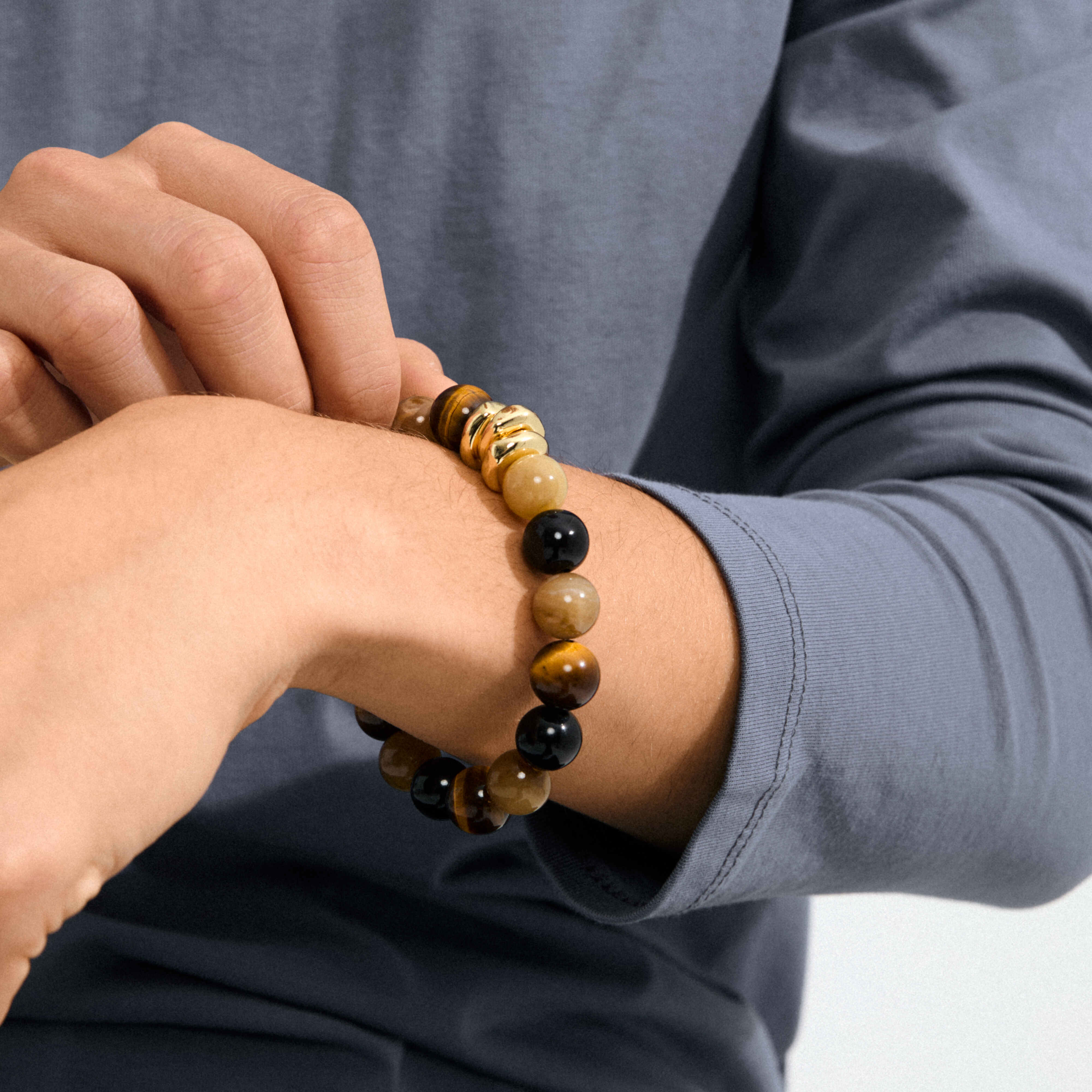 UNFOLD semi-precious stones bracelet brown - Image 3